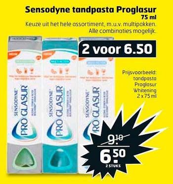 Aanbiedingen Tandpasta proglasur whitening - Sensodyne - Geldig van 04/04/2017 tot 09/04/2017 bij Trekpleister