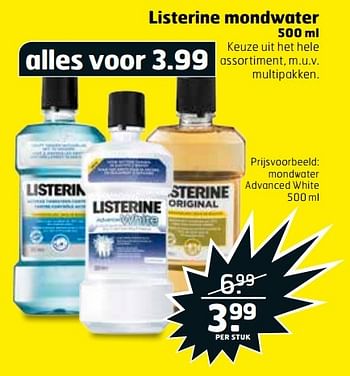 Aanbiedingen Mondwater advanced white - Listerine - Geldig van 04/04/2017 tot 09/04/2017 bij Trekpleister
