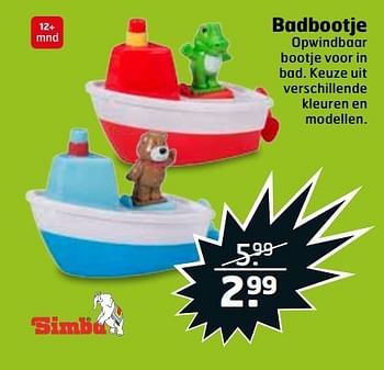Aanbiedingen Badbootje - Simba - Geldig van 04/04/2017 tot 09/04/2017 bij Trekpleister