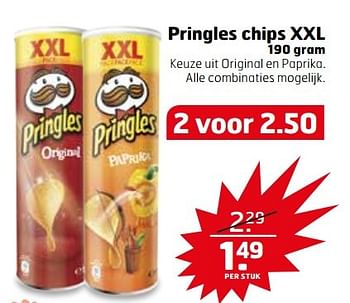 Aanbiedingen Pringles chips xxl - Pringles - Geldig van 04/04/2017 tot 09/04/2017 bij Trekpleister
