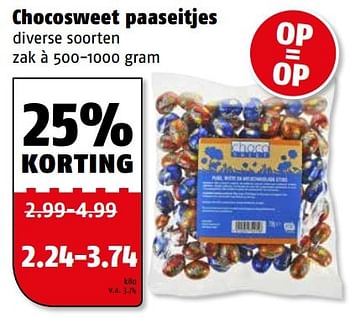 Aanbiedingen Chocosweet paaseitjes - Huismerk Poiesz - Geldig van 04/04/2017 tot 09/04/2017 bij Poiesz