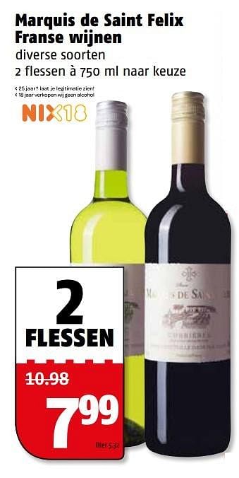 Aanbiedingen Marquis de saint felix franse wijnen - Rode wijnen - Geldig van 04/04/2017 tot 09/04/2017 bij Poiesz