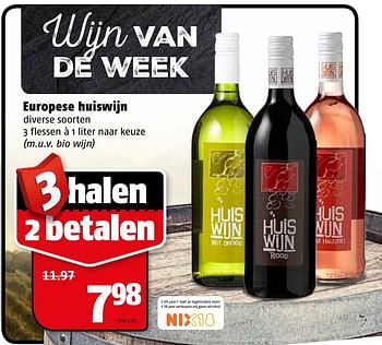 Aanbiedingen Europese huiswijn - Rode wijnen - Geldig van 04/04/2017 tot 09/04/2017 bij Poiesz