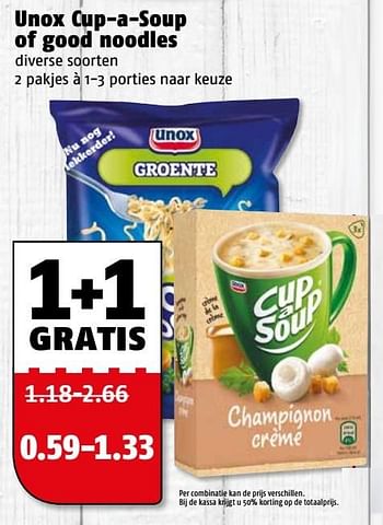 Aanbiedingen Unox cup-a-soup of good noodles - Unox - Geldig van 04/04/2017 tot 09/04/2017 bij Poiesz