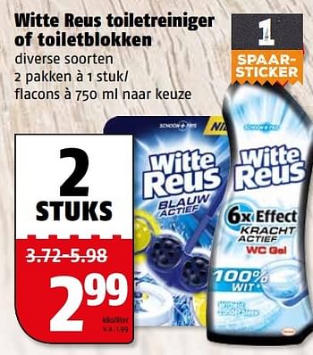 Aanbiedingen Witte reus toiletreiniger of toiletblokken - Witte reus - Geldig van 04/04/2017 tot 09/04/2017 bij Poiesz