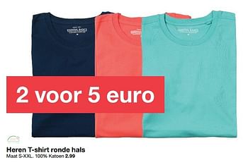 Aanbiedingen Heren t-shirt ronde hals - Huismerk - Zeeman  - Geldig van 08/04/2017 tot 14/04/2017 bij Zeeman