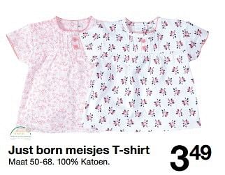 Aanbiedingen Just born meisjes t-shirt - Huismerk - Zeeman  - Geldig van 08/04/2017 tot 14/04/2017 bij Zeeman