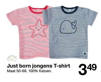 Aanbiedingen Just born jongens t-shirt - Huismerk - Zeeman  - Geldig van 08/04/2017 tot 14/04/2017 bij Zeeman