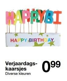 Aanbiedingen Verjaardagskaarsjes - Huismerk - Zeeman  - Geldig van 08/04/2017 tot 14/04/2017 bij Zeeman