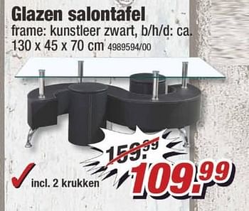 Aanbiedingen Glazen salontafel frame: kunstleer zwart - Huismerk - Poco - Geldig van 03/04/2017 tot 09/04/2017 bij Poco