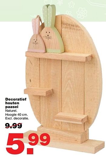 Aanbiedingen Decoratief houten paasei - Huismerk - Praxis - Geldig van 03/04/2017 tot 09/04/2017 bij Praxis