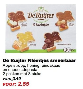 Aanbiedingen De ruijter kleintjes smeerbaar appelstroop, honing, pindakaa - De Ruijter - Geldig van 05/04/2017 tot 11/04/2017 bij Hoogvliet