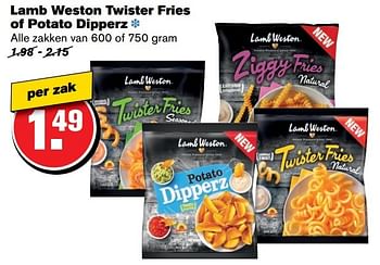 Aanbiedingen Lamb weston twister fries of potato dipperz - Lambweston - Geldig van 05/04/2017 tot 11/04/2017 bij Hoogvliet