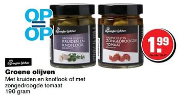 Aanbiedingen Groene olijven met kruiden en knoflook of met zongedroogde t - Huismerk - Hoogvliet - Geldig van 05/04/2017 tot 11/04/2017 bij Hoogvliet