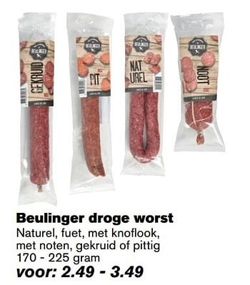 Aanbiedingen Beulinger droge worst - Beulinger - Geldig van 05/04/2017 tot 11/04/2017 bij Hoogvliet