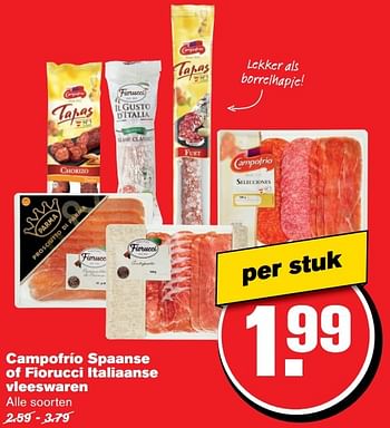 Aanbiedingen Campofrío spaanse of fiorucci italiaanse vleeswaren - Campofrio - Geldig van 05/04/2017 tot 11/04/2017 bij Hoogvliet