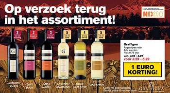 Aanbiedingen Graffi gna argentijnse wijn alle soorten - Rode wijnen - Geldig van 05/04/2017 tot 11/04/2017 bij Hoogvliet