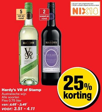 Aanbiedingen Hardy`s vr of stamp - Witte wijnen - Geldig van 05/04/2017 tot 11/04/2017 bij Hoogvliet