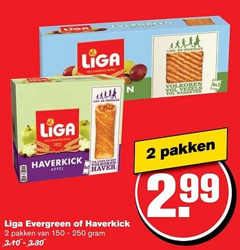 Aanbiedingen Liga evergreen of haverkick - Liga - Geldig van 05/04/2017 tot 11/04/2017 bij Hoogvliet