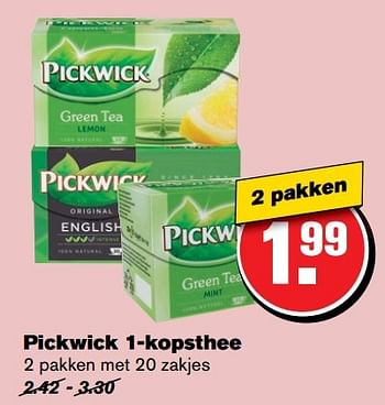 Aanbiedingen Pickwick 1-kopsthee - Pickwick - Geldig van 05/04/2017 tot 11/04/2017 bij Hoogvliet