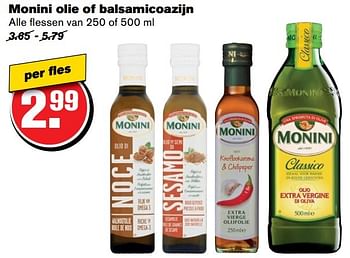 Aanbiedingen Monini olie of balsamicoazijn - Monini - Geldig van 05/04/2017 tot 11/04/2017 bij Hoogvliet