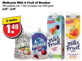 Aanbiedingen Melkunie milk + fruit of breaker - Huismerk - Hoogvliet - Geldig van 05/04/2017 tot 11/04/2017 bij Hoogvliet