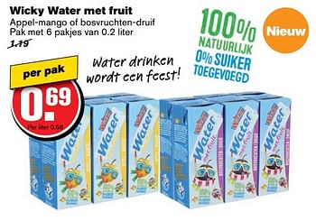 Aanbiedingen Wicky water met fruit - Wicky - Geldig van 05/04/2017 tot 11/04/2017 bij Hoogvliet