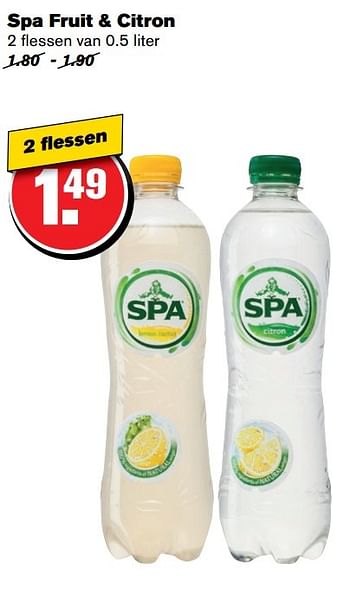 Aanbiedingen Spa fruit + citron - Spa - Geldig van 05/04/2017 tot 11/04/2017 bij Hoogvliet