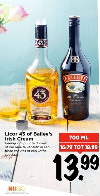 Aanbiedingen Licor 43 of bailey`s irish cream - Huismerk Vomar - Geldig van 09/04/2017 tot 15/04/2017 bij Vomar