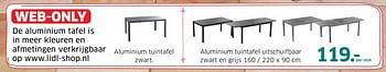Aanbiedingen Aluminium tuintafel uitschuifbaar zwart en grijs - Huismerk - Lidl - Geldig van 04/04/2017 tot 15/04/2017 bij Lidl