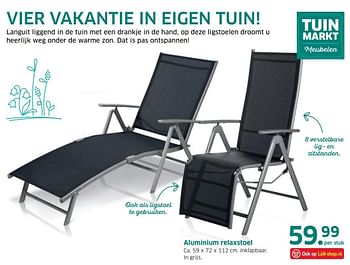 Aanbiedingen Aluminium relaxstoel - Huismerk - Lidl - Geldig van 04/04/2017 tot 15/04/2017 bij Lidl