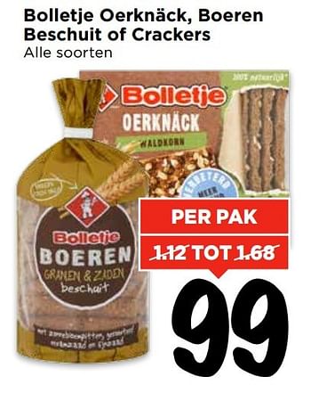 Aanbiedingen Bolletje oerknäck, boeren beschuit of crackers - Bolletje - Geldig van 09/04/2017 tot 15/04/2017 bij Vomar
