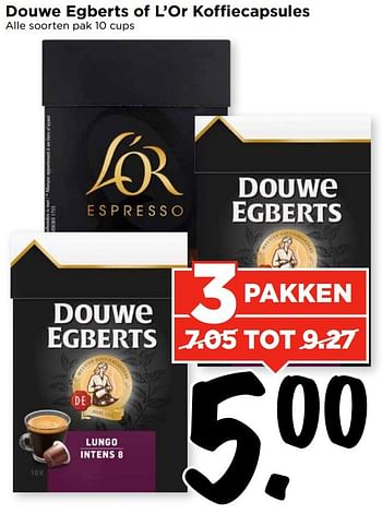 Aanbiedingen Douwe egberts of l`or koffiecapsules - Douwe Egberts - Geldig van 09/04/2017 tot 15/04/2017 bij Vomar