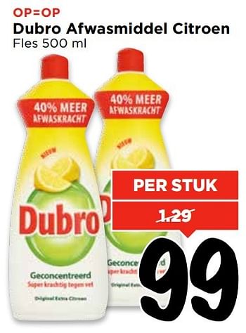 Aanbiedingen Dubro afwasmiddel citroen - dubro - Geldig van 09/04/2017 tot 15/04/2017 bij Vomar