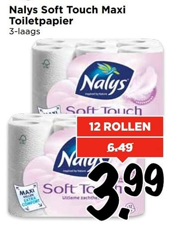 Aanbiedingen Nalys soft touch maxi toiletpapier - Nalys - Geldig van 09/04/2017 tot 15/04/2017 bij Vomar
