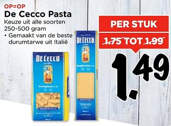 Aanbiedingen De cecco pasta - De Cecco - Geldig van 09/04/2017 tot 15/04/2017 bij Vomar