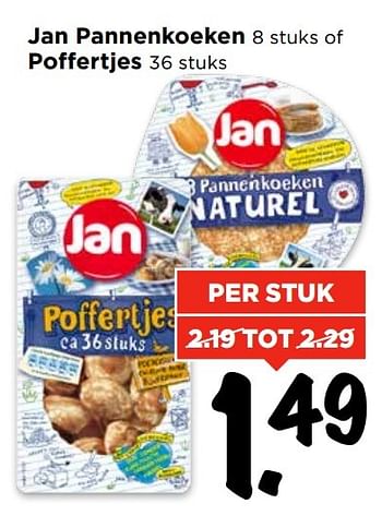 Aanbiedingen Jan pannenkoeken of poffertjes - Jan - Geldig van 09/04/2017 tot 15/04/2017 bij Vomar
