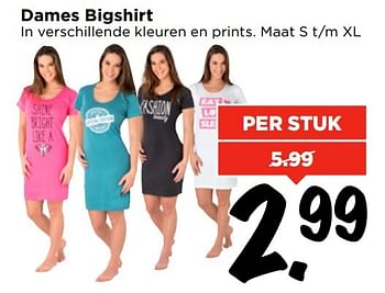 Aanbiedingen Dames bigshirt - Huismerk Vomar - Geldig van 09/04/2017 tot 15/04/2017 bij Vomar