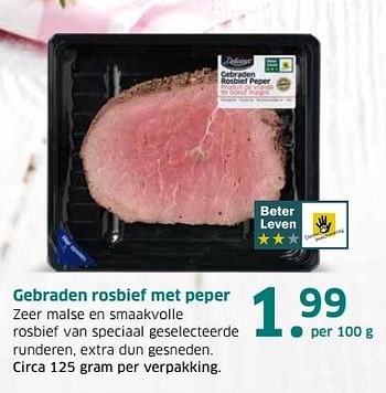 Aanbiedingen Gebraden rosbief met peper - Delicieux - Geldig van 04/04/2017 tot 15/04/2017 bij Lidl