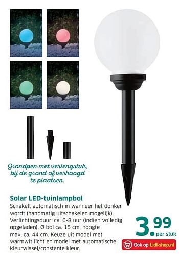 Aanbiedingen Solar led-tuinlampbol - Huismerk - Lidl - Geldig van 04/04/2017 tot 15/04/2017 bij Lidl
