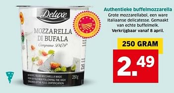 Aanbiedingen Authentieke buffelmozzarella - Deluxe - Geldig van 04/04/2017 tot 15/04/2017 bij Lidl