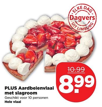 Aanbiedingen Plus aardbeienvlaai met slagroom - Huismerk - Plus - Geldig van 09/04/2017 tot 15/04/2017 bij Plus