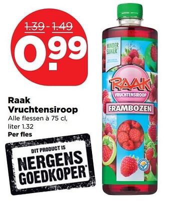Aanbiedingen Raak vruchtensiroop - Raak - Geldig van 09/04/2017 tot 15/04/2017 bij Plus