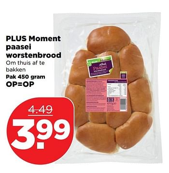 Aanbiedingen Plus moment paasei worstenbrood - Huismerk - Plus - Geldig van 09/04/2017 tot 15/04/2017 bij Plus
