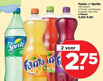 Aanbiedingen Fanta of sprite alle flessen - Fanta - Geldig van 09/04/2017 tot 15/04/2017 bij Plus