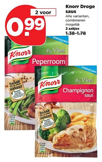 Aanbiedingen Knorr droge saus - Knorr - Geldig van 09/04/2017 tot 15/04/2017 bij Plus