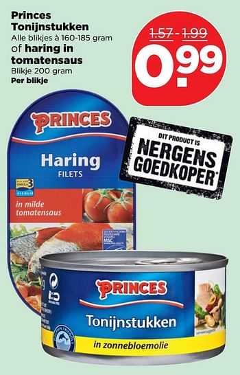 Aanbiedingen Princes tonijnstukken of haring in tomatensaus - Princes - Geldig van 09/04/2017 tot 15/04/2017 bij Plus