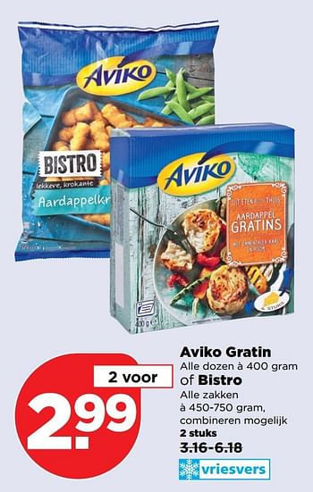 Aanbiedingen Aviko gratin of bistro - Aviko - Geldig van 09/04/2017 tot 15/04/2017 bij Plus
