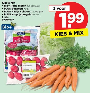 Aanbiedingen Kies + mix - Huismerk - Plus - Geldig van 09/04/2017 tot 15/04/2017 bij Plus