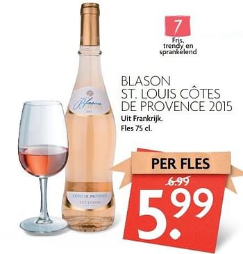 Aanbiedingen Blason st. louis côtes de provence 2015 - Rosé wijnen - Geldig van 09/04/2017 tot 15/04/2017 bij Deka Markt